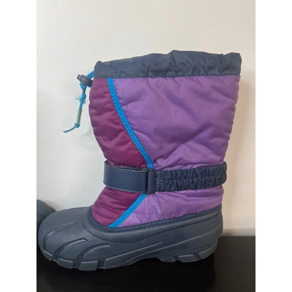 Sorel Snow Boots Purple Navy Blue Kids Size 4 Waterproof Insulated Winter
